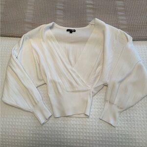 Elegant White V-Neck Sweater